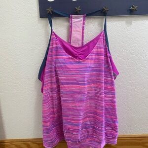 Womens Plus Size Blouson Tankini top 2X Free Country Racer Back